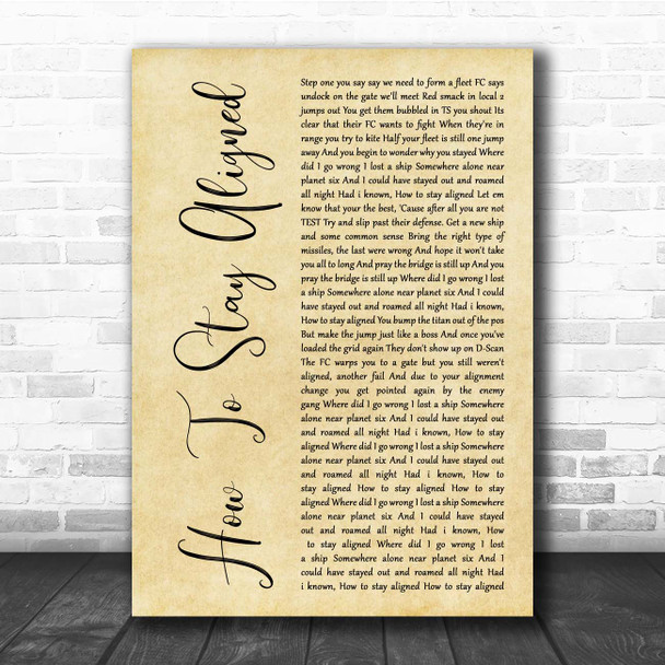 Cearul How To Stay Aligned Rustic Script Song Lyric Print