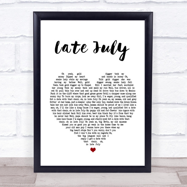 Shakey Graves Late July Heart Song Lyric Music Wall Art Print