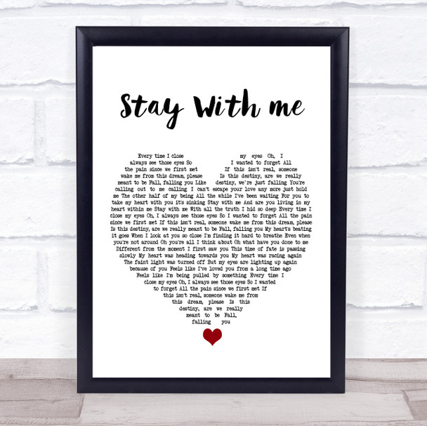 Chanyeol & Punch Stay With me White Heart Song Lyric Print