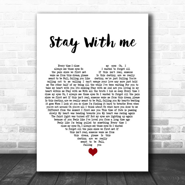 Chanyeol & Punch Stay With me White Heart Song Lyric Print