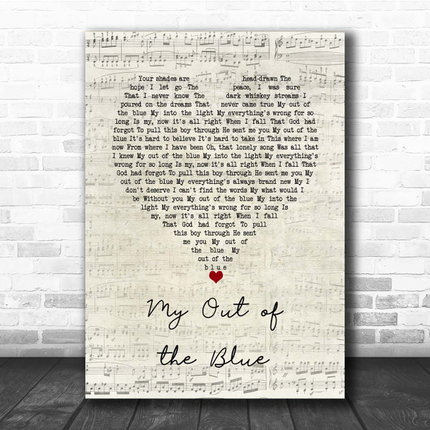 Charles Esten My Out of the Blue Script Heart Song Lyric Print