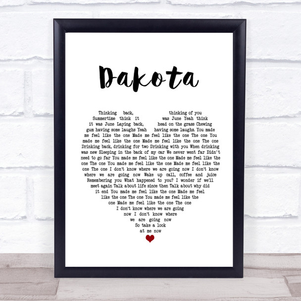 Stereophonics Dakota Heart Song Lyric Music Wall Art Print