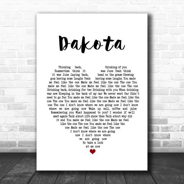 Stereophonics Dakota Heart Song Lyric Music Wall Art Print