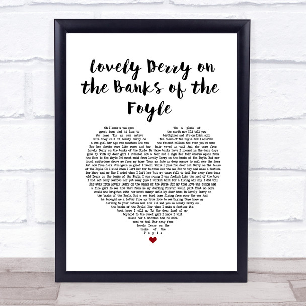 Charlie McGonigle Lovely Derry on the Banks of the Foyle White Heart Song Lyric Print