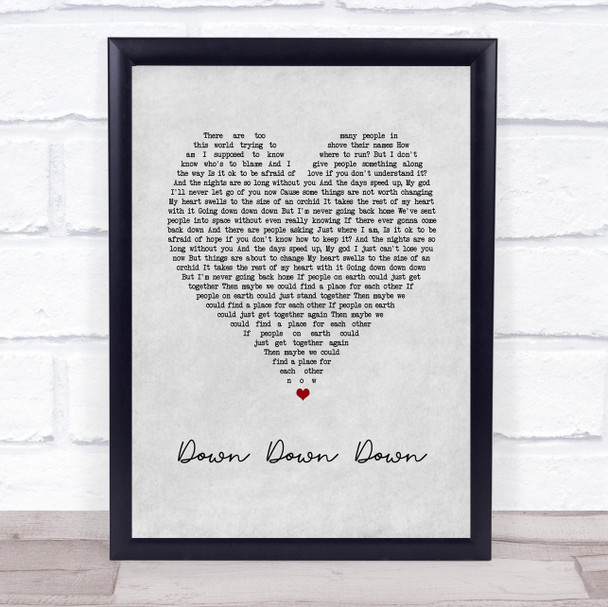 Charlie Simpson Down Down Down Grey Heart Song Lyric Print