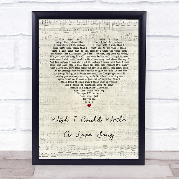 Chas & Dave Wish I Could Write A Love Song Script Heart Song Lyric Print