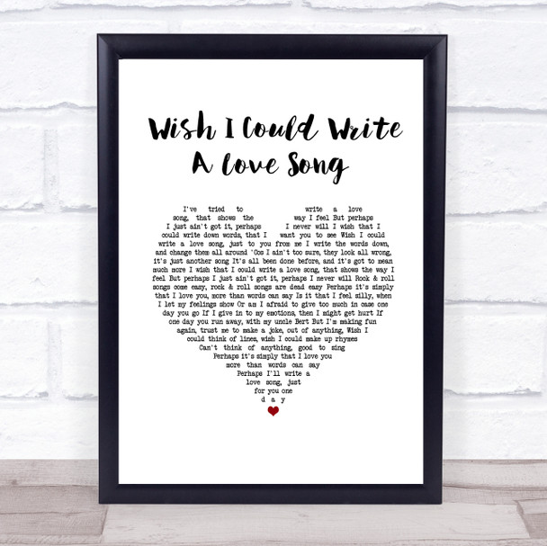 Chas & Dave Wish I Could Write A Love Song White Heart Song Lyric Print