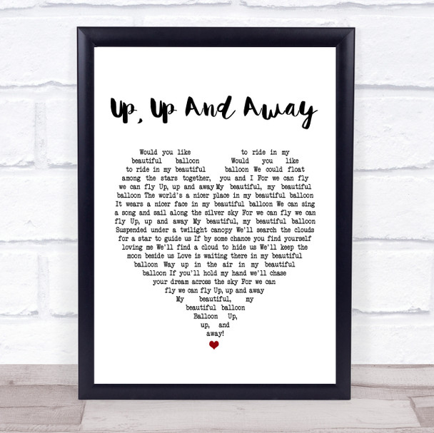 The 5th Dimension Up, Up And Away Heart Song Lyric Music Wall Art Print