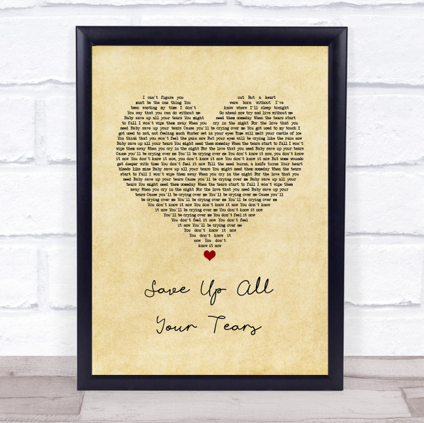 Cher Save Up All Your Tears Vintage Heart Song Lyric Print
