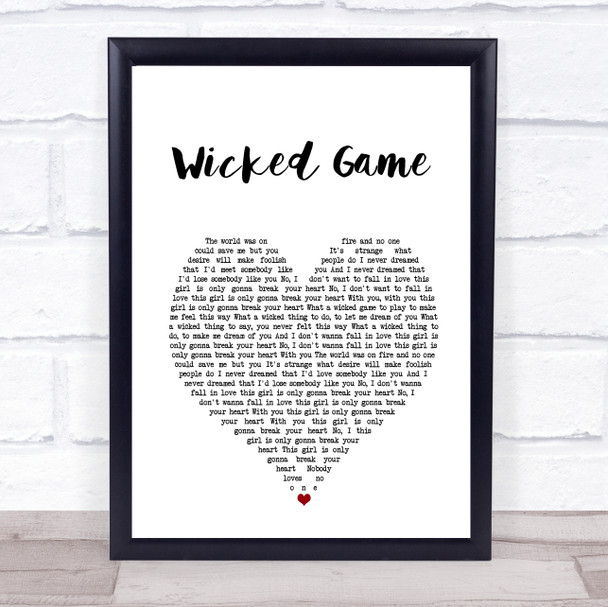 Chris Isaak Wicked Game White Heart Song Lyric Print