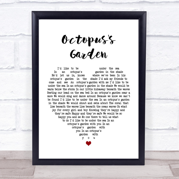 The Beatles Octopus's Garden Heart Song Lyric Music Wall Art Print