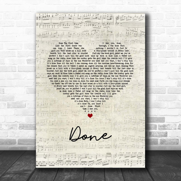 Chris Janson Done Script Heart Song Lyric Print