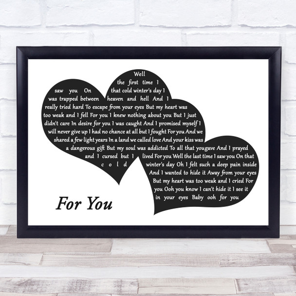 Chris Norman For You Landscape Black & White Two Hearts Song Lyric Print