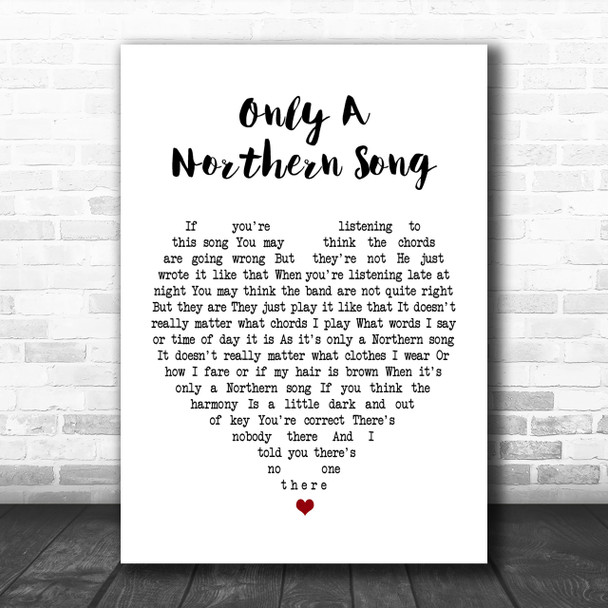 The Beatles Only A Northern Song Heart Song Lyric Music Wall Art Print