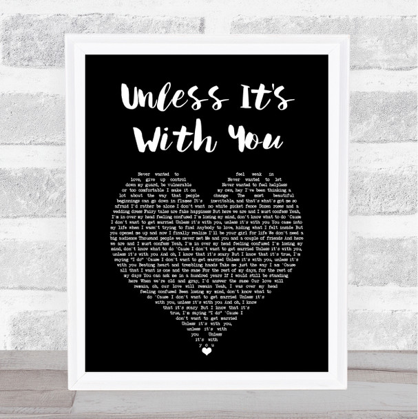 Christina Aguilera Unless It's With You Black Heart Song Lyric Print