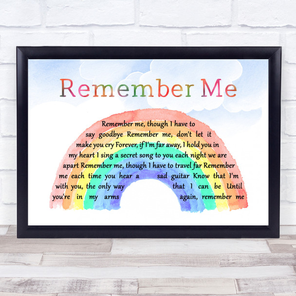 Christina Perri from Coco Remember Me Watercolour Rainbow & Clouds Song Lyric Print