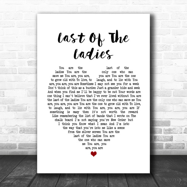 The Courteeners Last Of The Ladies Heart Song Lyric Music Wall Art Print