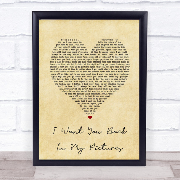 Christopher L. Merrill I Want You Back In My Pictures Vintage Heart Song Lyric Print