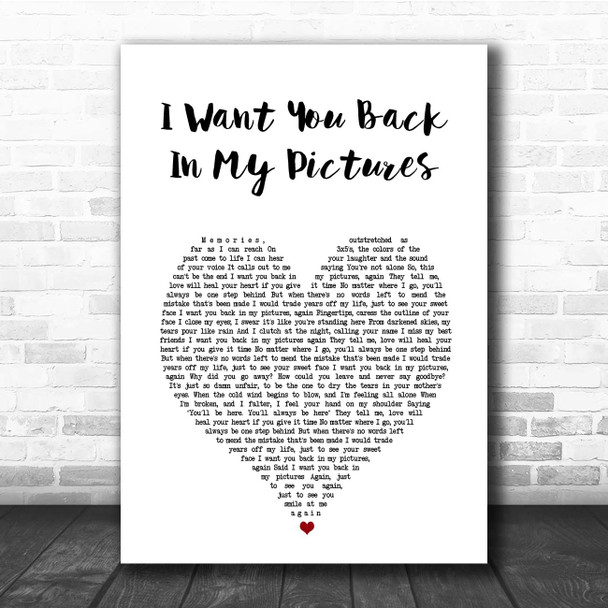 Christopher L. Merrill I Want You Back In My Pictures White Heart Song Lyric Print