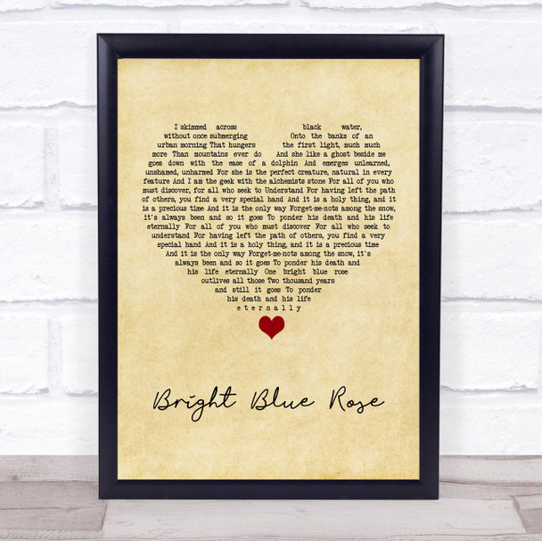 Christy Moore Bright Blue Rose Vintage Heart Song Lyric Print