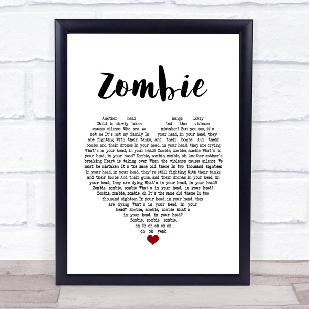 The Cranberries Zombie Heart Song Lyric Music Wall Art Print