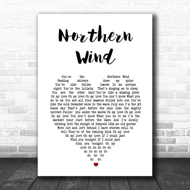 City And Colour Northern Wind White Heart Song Lyric Print