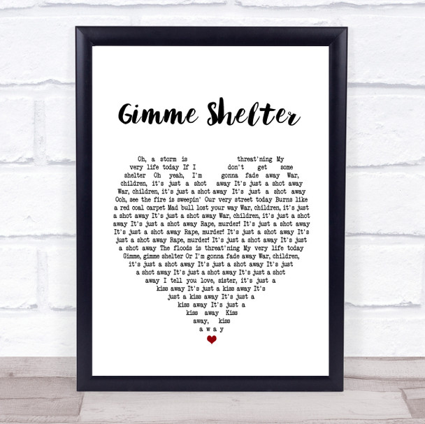 The Rolling Stones Gimme Shelter Heart Song Lyric Music Wall Art Print