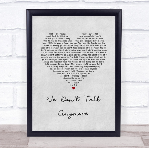 Cliff Richard We Don't Talk Anymore Grey Heart Song Lyric Print