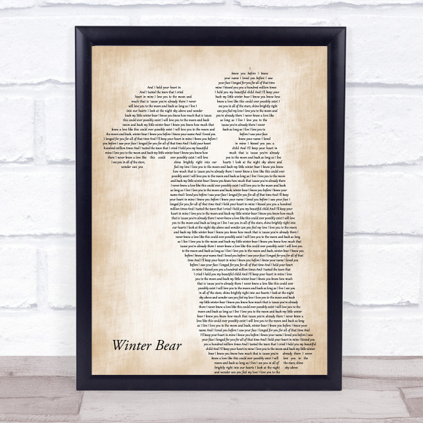 Coby Grant Winter Bear Mother & Child Song Lyric Print