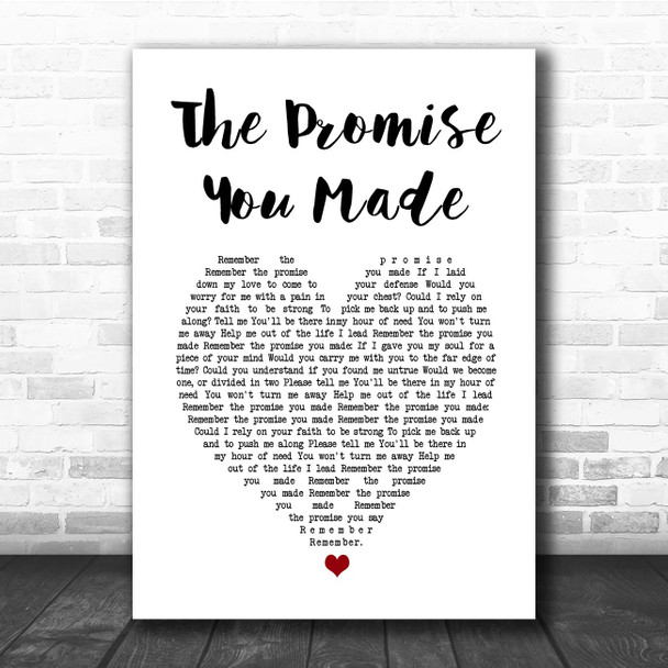 Cock Robin The Promise You Made White Heart Song Lyric Print