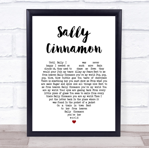 The Stone Roses Sally Cinnamon Heart Song Lyric Music Wall Art Print