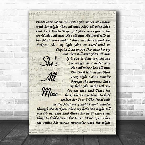 Cody Jinks She's All Mine Vintage Script Song Lyric Print