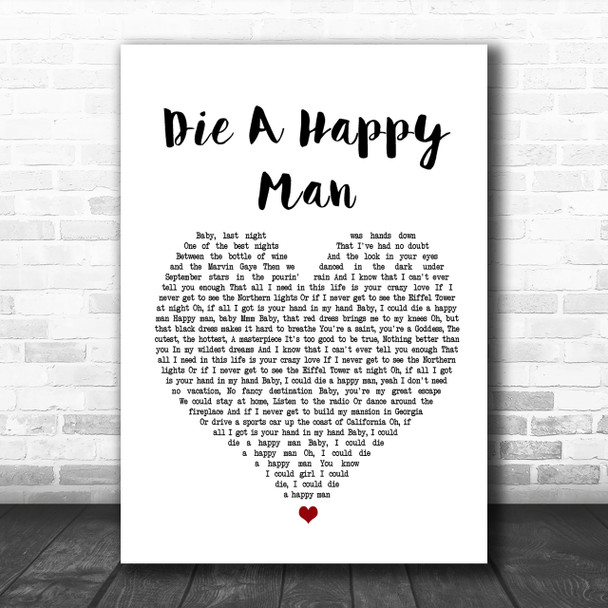 Thomas Rhett Die A Happy Man Heart Song Lyric Music Wall Art Print
