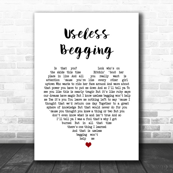 Todd Rundgren Useless Begging Heart Song Lyric Music Wall Art Print