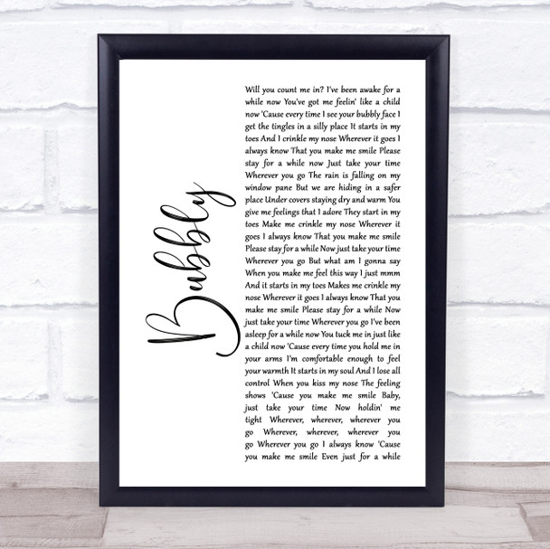 Colbie Caillat Bubbly White Script Song Lyric Print