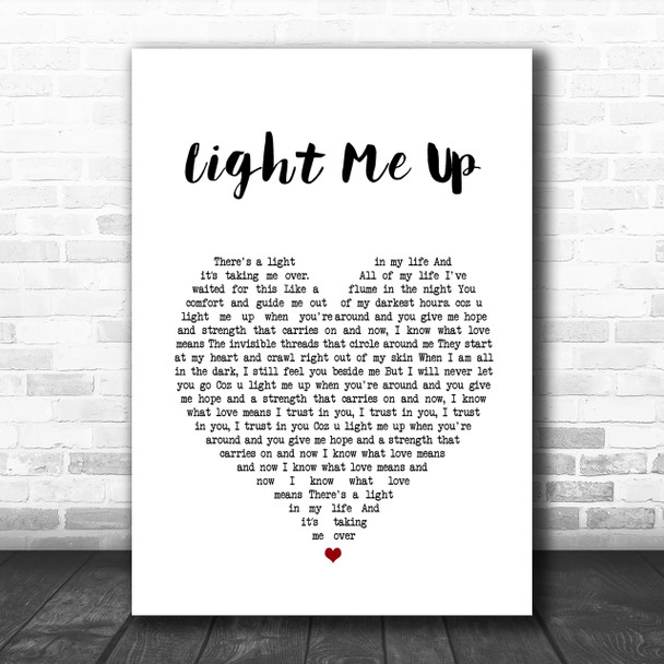 Tom Baxter Light Me Up Heart Song Lyric Music Wall Art Print