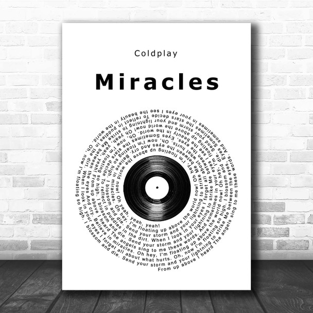 Coldplay Miracles Vinyl Record Song Lyric Print