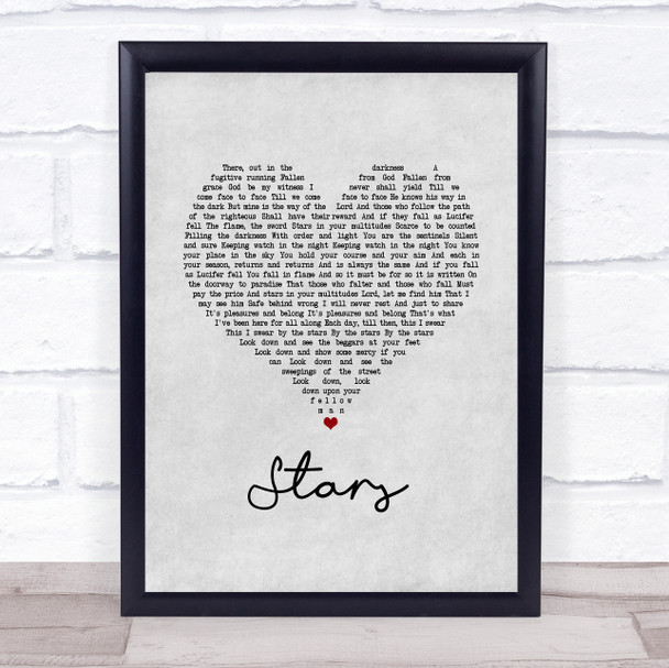 Collabro Stars Grey Heart Song Lyric Print