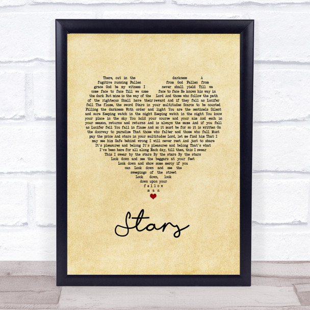 Collabro Stars Vintage Heart Song Lyric Print