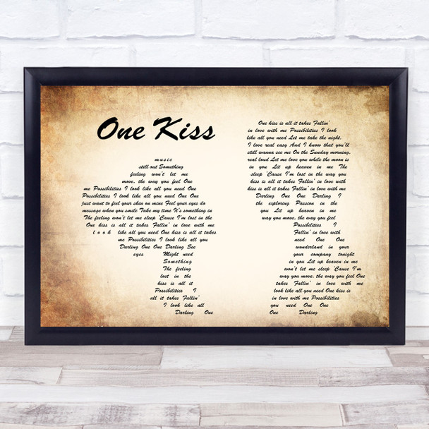 Calvin Harris & Dua Lipa One Kiss Man Lady Couple Song Lyric Music Wall Art Print