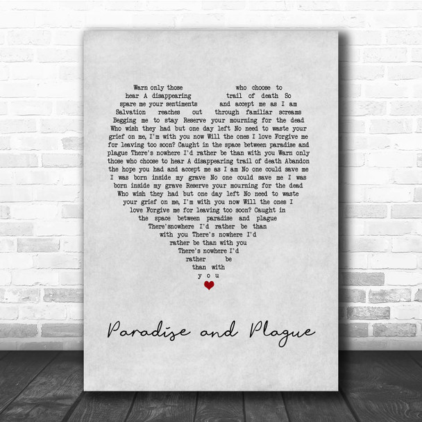 Counterparts Paradise and Plague Grey Heart Song Lyric Print