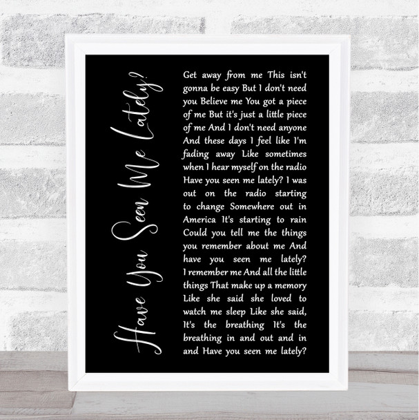 Counting Crows Have You Seen Me Lately Black Script Song Lyric Print