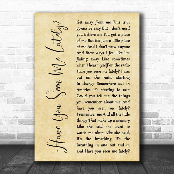 Counting Crows Have You Seen Me Lately Rustic Script Song Lyric Print