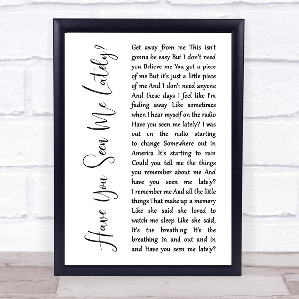 Counting Crows Have You Seen Me Lately White Script Song Lyric Print