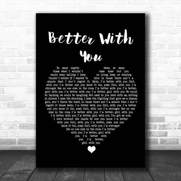 Craig David Better With You Black Heart Song Lyric Print