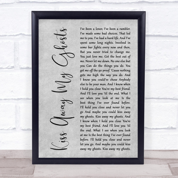 Creed Fisher Kiss Away My Ghosts Grey Rustic Script Song Lyric Print