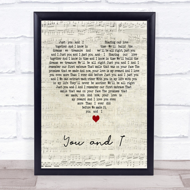 Crystal Gayle, Eddie Rabbitt You and I Script Heart Song Lyric Print