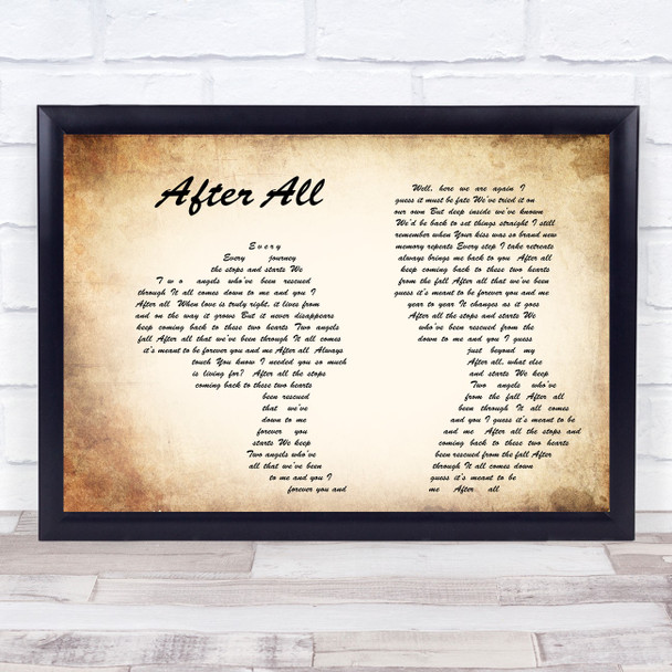 Cher After All Man Lady Couple Song Lyric Music Wall Art Print