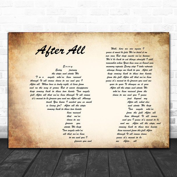 Cher After All Man Lady Couple Song Lyric Music Wall Art Print