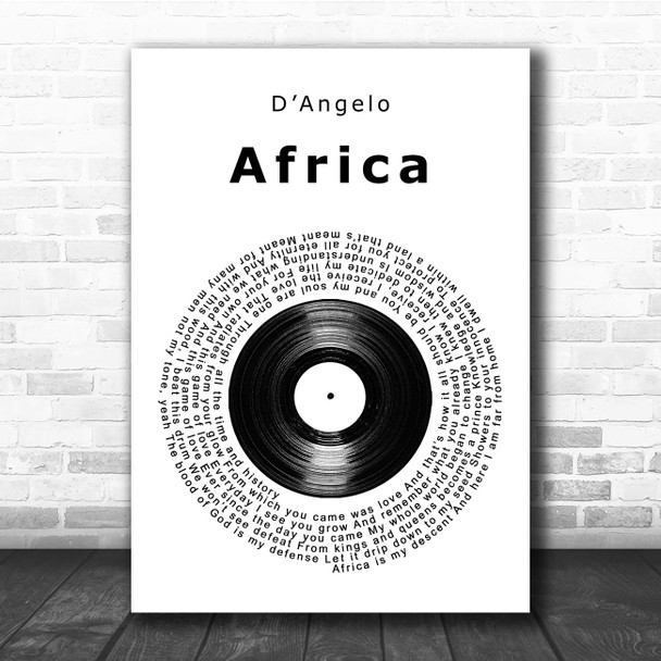 DAngelo Africa Vinyl Record Song Lyric Print